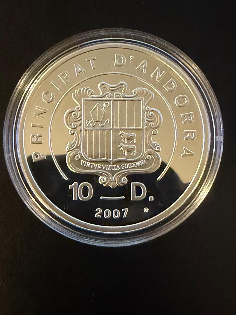 2007 Andorra 10 D Silver Coin – “Xtreme Ski” – 1 oz .999 Fine Silver