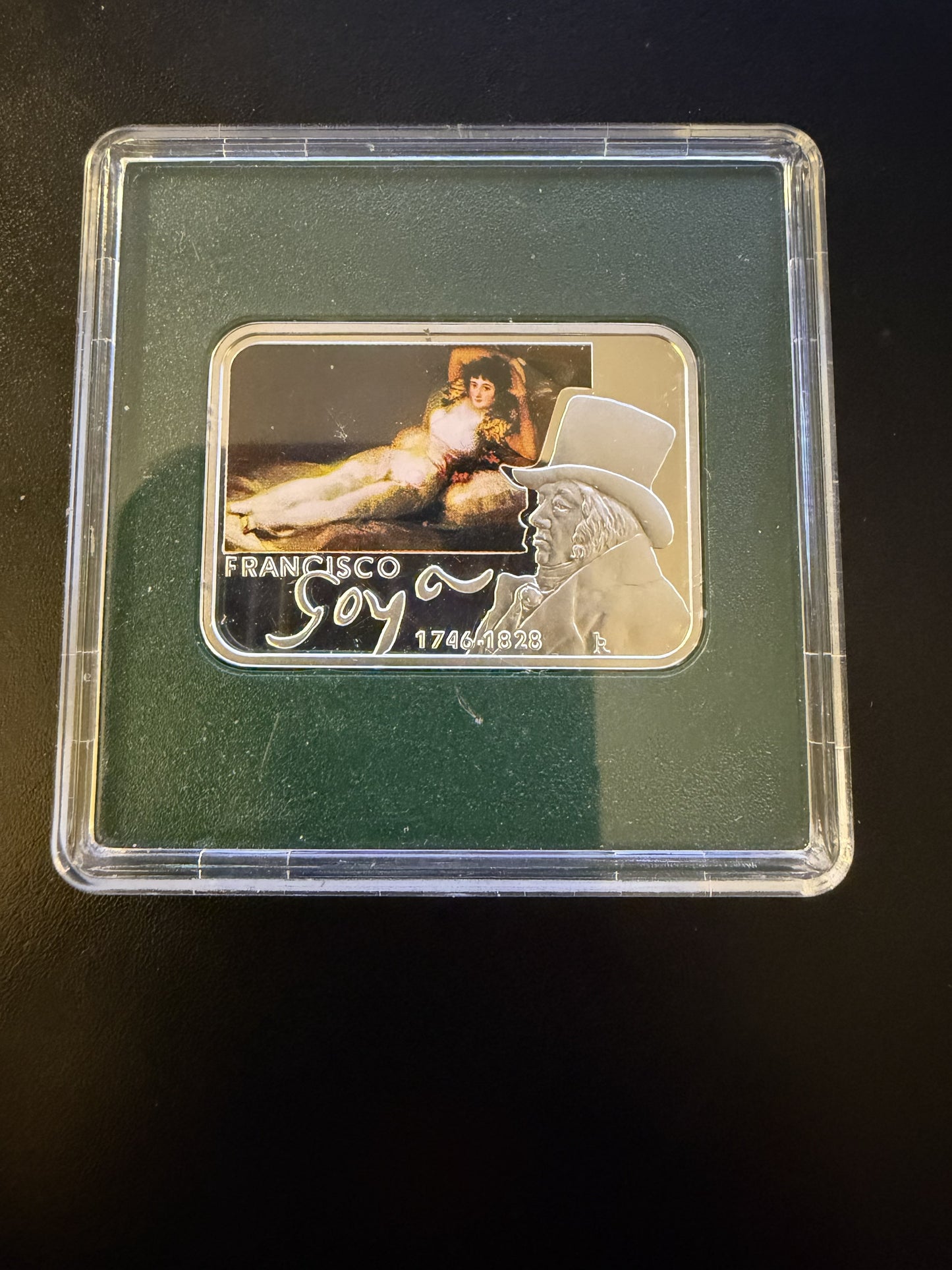 2010 Niue Island 1 Dollar Silver – “Francisco Goya – Painters of the World” – The Nude Maja / The Parasol – Colorized Proof