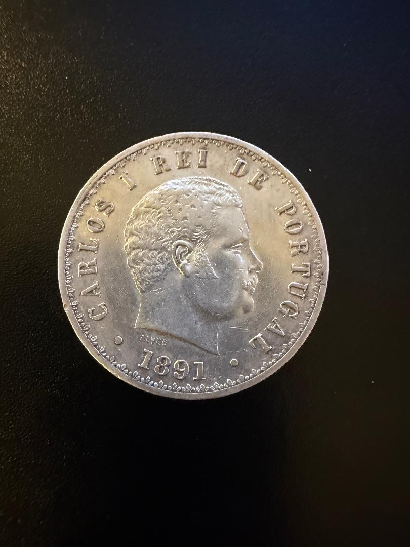 1891 Portugal 500 Reis Silver Coin – Carlos I (XF)