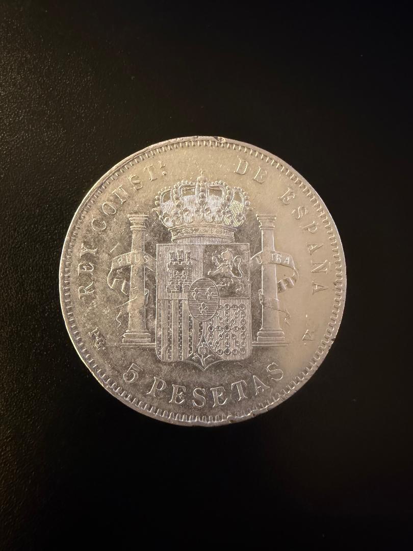 1896 Spain 5 Pesetas Silver Coin – Alfonso XIII