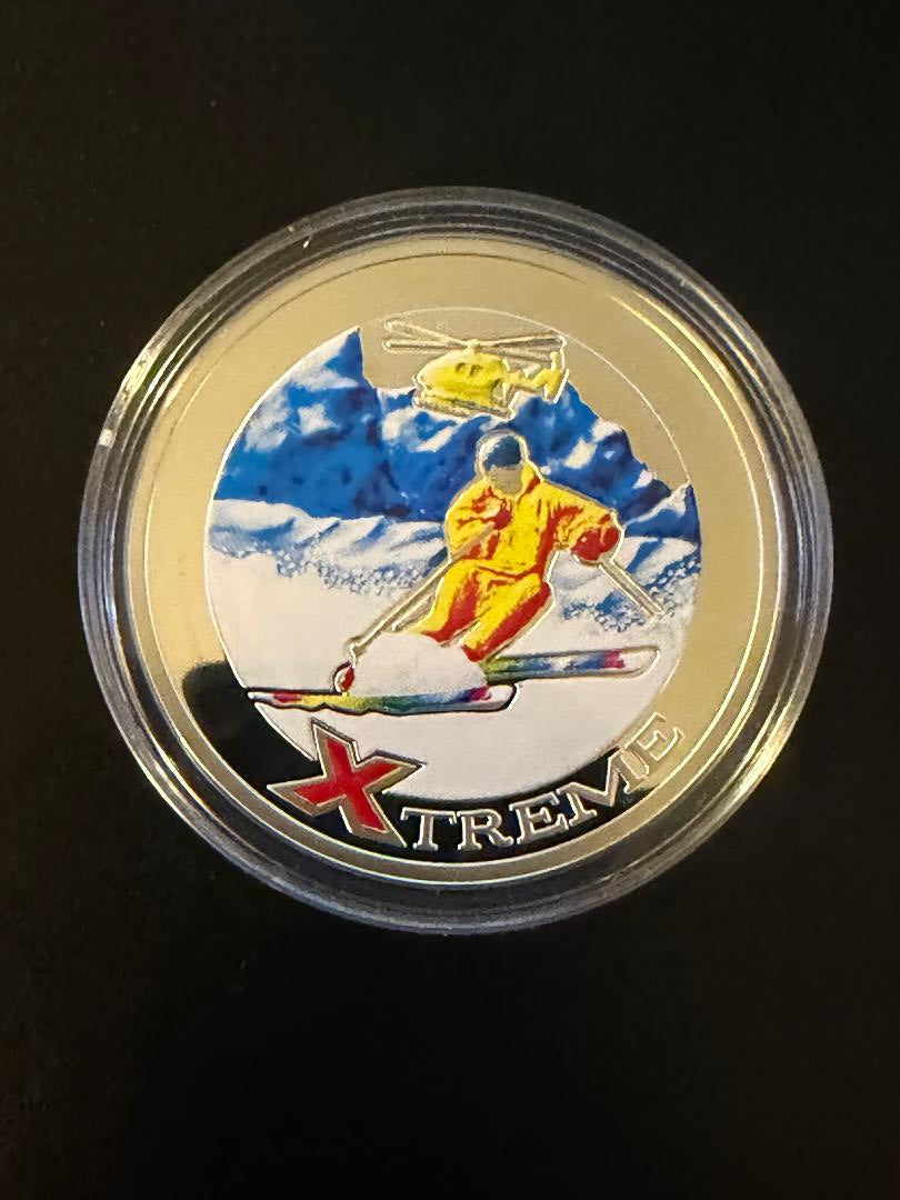 2007 Andorra 10 D Silver Coin – “Xtreme Ski” – 1 oz .999 Fine Silver