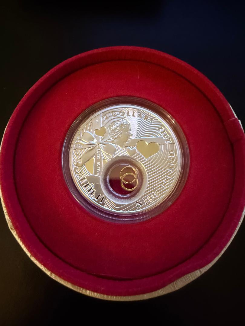 2012 Niue $2 Wedding Coin – Sterling Silver Proof with Gold Rings