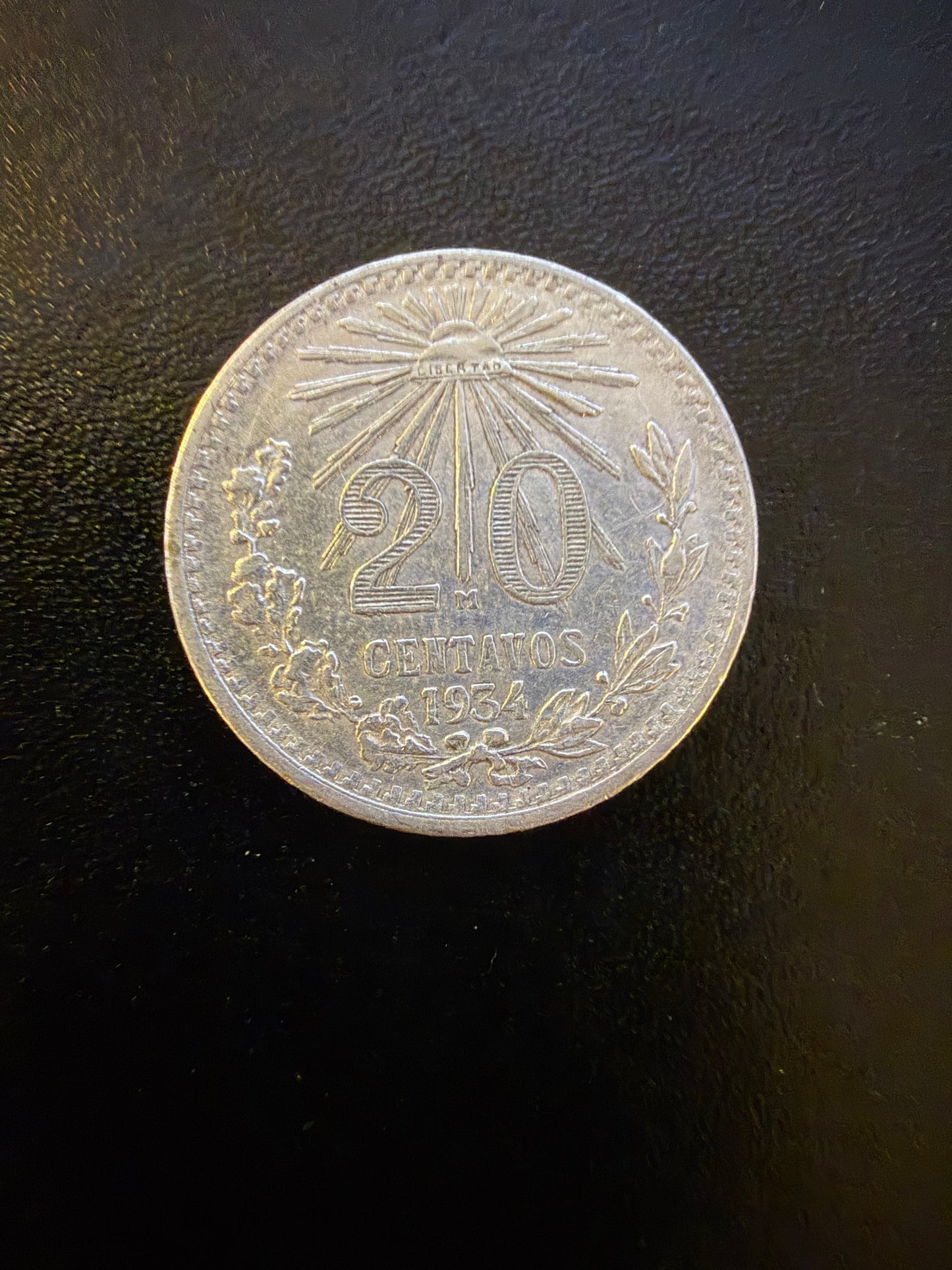 Mexico 20 Centavos 1934 Silver Coin – Eagle & Liberty Cap